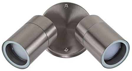 MiniSun | Modern Stainless Steel Twin Wall Spotlight | Outdoor Wall Lights, Home Décor & Improvement Essential | Includes 3W LED Bulbs [3000K Warm White] | Mains Wired