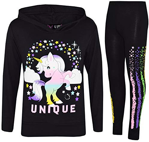 A2Z 4 Kids Girls Tracksuit Rainbow Unicron Dabbing Unicorn Floss Unique Hooded Top Legging Comfortable Lounge Wear Xmas Outfits Set Age 7-13 Years