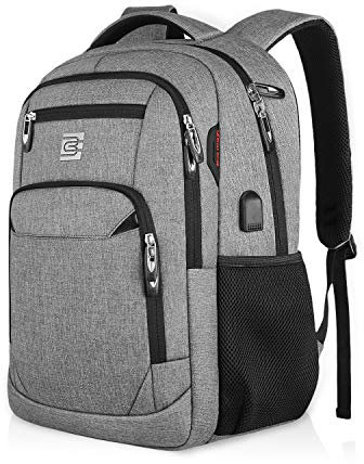 FANDARE Unisex Multiuso Antifurto Zaino con Porta USB Zaino per PC Portatile Impermeabile da Uomo Donna Borsa Universitaria Daypack per La Scuola,Viaggio,Business Poliestere Grigio