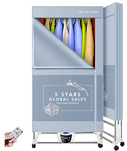 asciugatrice Portatile 2000w, 562l Alta capacità 2 Strati 3 velocità Cambio Tubo Asciugamano 66LB essiccatore Elettrico con temporizzazione Automatica e Telecomando