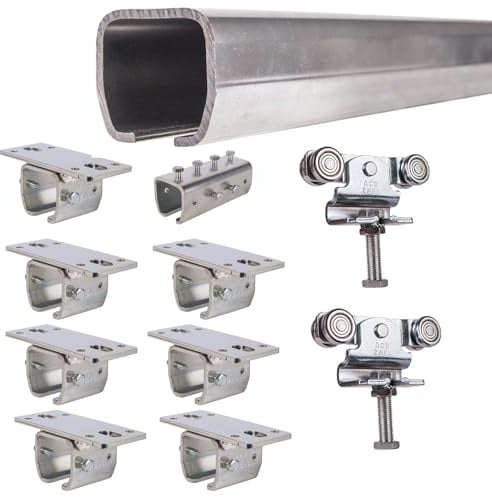 ATTAS Mea Schiebetürbeschlag Set Completo Puerta Corredera & Scheunentore Tipo 2 Hasta 400KG 2-4-6M Schiebetorbeschlag Carril-Guía & Carretilla C Carril para Uso Al Aire Libre Montaje en Techo