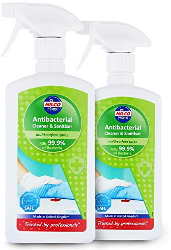 Nilco Antibacterial Cleaner and Sanitiser 500ml x 2 Multi-Surface Spray