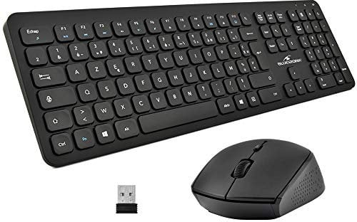 Bluestork - Pack Easy Slim Clavier et Souris sans Fil - Wireless 2,4 Ghz - Clics Silencieux - Design Ultra Slim - Ergonomique - AZERTY (Black)