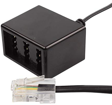 ecabo Analog Splitter/Adapter – Telefonkabel/Netzwerkkabel – RJ45 auf TAE NFN – Wester-Stecker/Buchse – für Router, Modem, Fax, Telefon, Fritzbox – schwarz – 0,15m