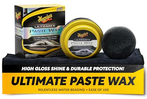 Meguiar's Ultimate Paste Wax, Premium Car Wax for a Deep Gloss with Lasting Protection, Easy to Apply and Remove, Clear Coat Safe, Microfiber Towel and Applicator Included, 8 Oz Paste