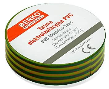 ERKO Isolierband Gelb-Grün 15mm x 10m PVC Set 10 Stück Elektrische Leitungen Reparatur, Hochflexibel mit starker Klebekraft, Chemiebeständig, Wasserfest, Klebeband