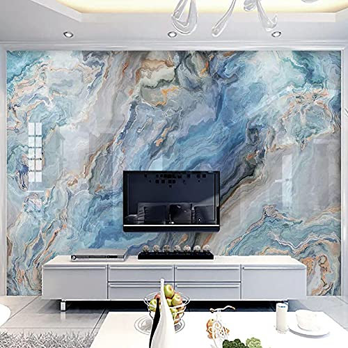 XTSWallpaper Photo Papier Peint Effet 3D - 140X70Cm Bleu Texture Marbre - Panoramique Murale Enfants Chambre Décoration Affiche Murale - Personnalisable Papier Peint Pvc Autocollant