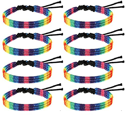 MWOOT 8 Stück LGBT Armbänder, Freundschaft Regenbogen Armband, Unisex Bracelets, LGBTQ Gay Pride Celebrations Rainbow Wristbands, Pride Month Accessory Supplies,Regenbogenparade Schmuck Zubehör