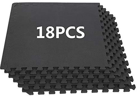 Tapis de Protection de Sol, Tapis de Sol Puzzle en Mousse Hydrofuge Épissage 18 Dalles 63 * 63 * 1.2cm pour Gym,Tapis de Fitness Équipement de Fitness, Tapis Rampant pour Bébé