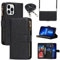 Cavor Crossbody iPhone 13 Pro Case With Card Holder With Strap,Flip Leather Wallet Case,[9 Card Holder] Zipper Detachable Lanyard Phone Case Cover for Women for iPhone 13 Pro - Black