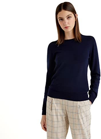 United Colors of Benetton Maglia G/C M/L 1002d1k01 Donna, Blu Scuro 016, S