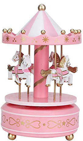 ZPSHYD Karussell Uhrwerk Spieluhr,Karussell Aufzieh Spieluhr,Klassische Melodie,Heimdekoration,Geeignet für Hochzeits,Geschenke Mädchen(Rosa)