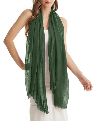 Kakaly Women Scarf Cotton Linen - Chic Ladies Solid Scarves Soft Large Long Wrap Shawl Headscarf Lightweight Neck Scarf Hijab,180×100CM