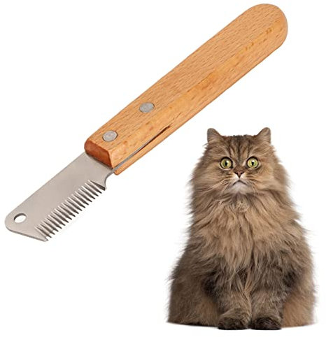 Couteau à DéNuder pour Chien en Acier Inoxydable, Outil de Tondeuse pour Animaux de Compagnie, Manche en Bois, Enlever Les Poils Flottants, Outil de Toilettage Professionnel Confortable pour Chiens,