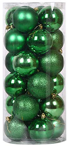 4CM Weihnachtsdeko Weihnachtskugeln,24 Stücke Kunststoff Weihnachtsbaum Kugeln Christbaumkugeln Weihnachtsbaum Deko Anhänger Baumschmuck Ornamente Christbaumschmuck für Weihnachtsdekoration,Grün #2