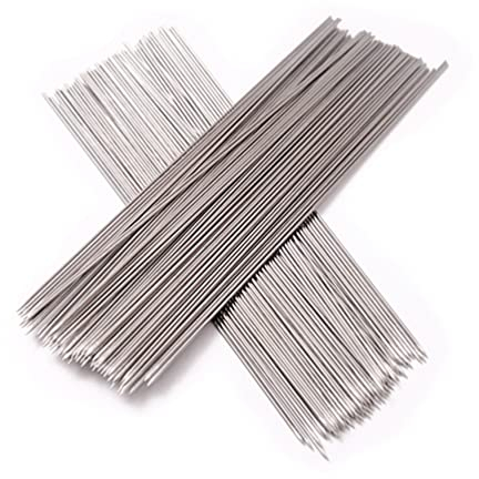 Sosoport 100 pinchos de acero inoxidable para barbacoa, pinchos de barbacoa reutilizables para carne, camarones, pollo, verduras
