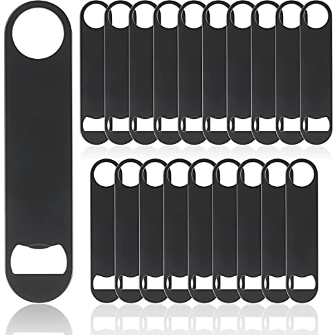 QTLCOHD 20 Pack Flat Bottle Opener 7 Inch Stainless Steel Bottle Openers Bulk Black Beer Bottle Opener Bartender Beer Bottle Opener for Kitchen Bar or Restaurant