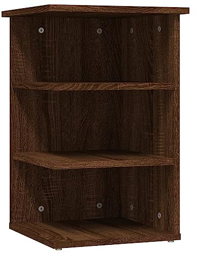 vidaXL Beistellregal, Bücherregal mit 3 offenen Fächern, Nachttisch für Wohnzimmer Schlafzimmer, Klein Standregal Regal, Braun Eichen Optik Holzwerkstoff