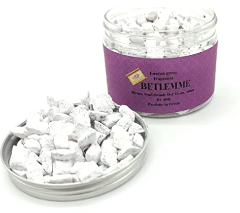 Weihrauch mit Duftkörnern, großkörniger griechischer Weihrauchduft 100 g, natürlicher Weihrauch zugänglich mit Räucherkohlen, Originalrezept vom Berg Athos (Bethlehem)