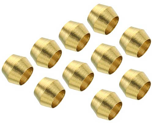 PATIKIL 5mm Tubo OD Ottone Compressione Manicotti Ghiere 50pz Ottone Ghiera Montaggio Ottone Compressione Montaggio Assortito Kit per Aria Acqua Gas Tubo