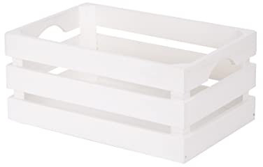 Wickerfield Great Value Wooden Crates Retail Display Tray Wooden Storage Box Shelves Racks Gift Hamper (Pure White, Large)