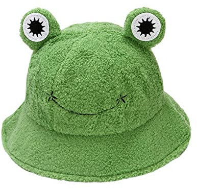 caoxhenr Winter Plüsch Frosch Eimer Hut für Frauen Herren Warm Flauschige Plüsch Eimer Hüte Niedlich Cartoon Frosch Outdoor Cap, Gn, Einheitsgröße