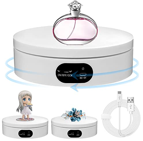 Drehteller Elektrisch: Aicharynic Drehbarer Präsentationsständer drehscheibe elektrisch 360-Grad-Drehteller für Fotografie-Produkte, Schmuck, Uhr, 3D-Modelle, Kuchen und Sammlerstücke