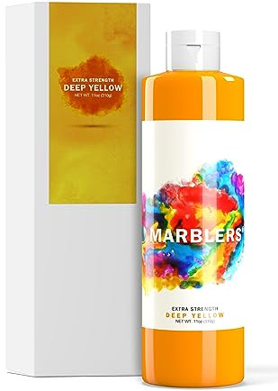MARBLERS Liquid Colourant 11oz (310g) [Deep Yellow] | Water-Based | Dye, Tint, Pigment | Odourless | Non-Toxic | for Concrete, Cement, Mortar, Grout, Gypsum, Water-Based Paint, Jesmonite, Plaster