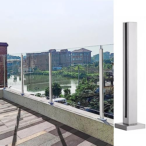 Poste para barandilla vidrio/ pasamano escalera Cubierta de Balcón Poste de Barandilla de Cristal, Acero Inoxidable 304 Pilar de Barandilla de Valla para Interior y Exterior / Escalera / Piscinas / Ja