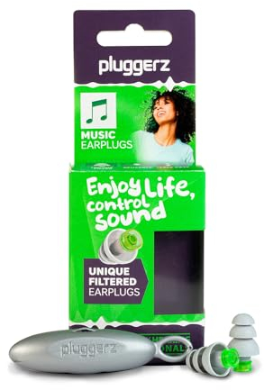 Pluggerz Enjoy Music Ohrstöpsel aus Silikon mit Filter, 23-28 dB, universeller Gehörschutz für Konzerte, Festivals, Musiker und Veranstaltungen, 1 Paar