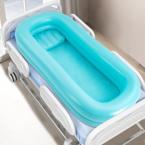 Medizinisches Aufblasbares Duschbadewannenset, Tragbares Duschsystem am Bett mit Pumpe, einfache Badehilfe im Bett für Behinderte/ältere Menschen/bettlägerig