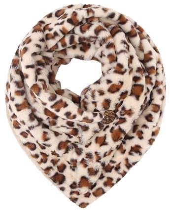 FASHION YOU WANT Damen KuschelSchal, Teddyfell Baumwolle Dreieckstuch Frauen Winterschal Herbstschal Warm Dreieck Schal Halstuch Scarf (Leo beige)