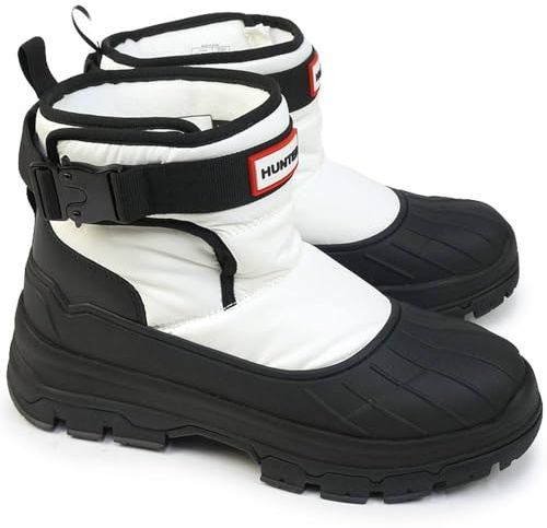 Hunter Damen Short Buckle Snow Synthetic Textile White Black Stiefel 38 EU