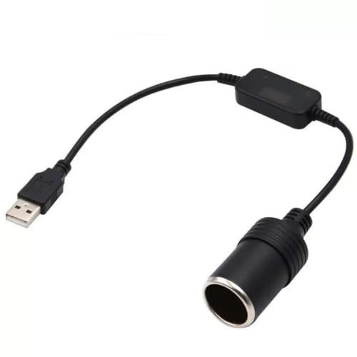 LARRITS USB A Male to 12V Cigarette Lighter Socket Adapter Power Cable for Dash Cam, GPS, Radar Detectors, Baby Camera, Car Air Purifier, and Other Automotive Electronics (30cm)