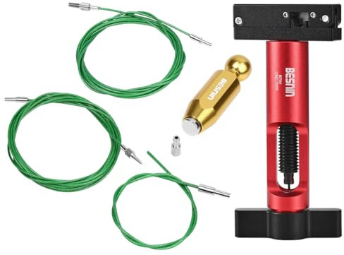 BESNIN Bike Cable Routing Tool Internal Cable Routing Kit Bike Frame Cable Guide for DI2 Tube/Inner Cable/Brake Tube Cable Routing (Gold Internal Cable Routing Kit and RED Cutter Hose)