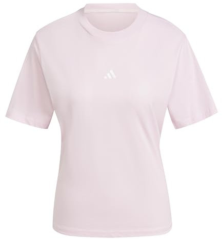 adidas T-shirt da donna Essentials Small Logo in cotone, Rosa trasparente/bianco, S