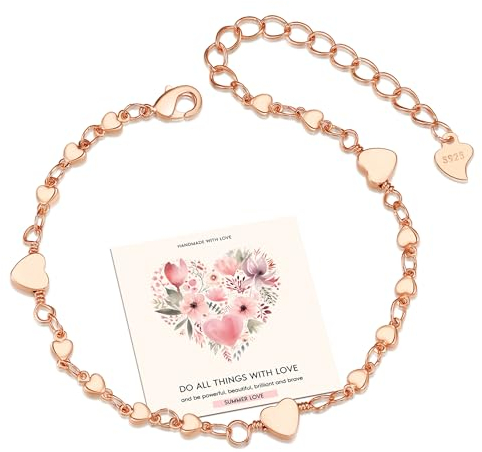 EXGOX Damen Armband Herz 925 Sterling Silber Armband Damen Gold Armband für Frauen Charm Armband Silber Armband Damen Mädchen Modeschmuck für Frauen und Mädchen Geschenke