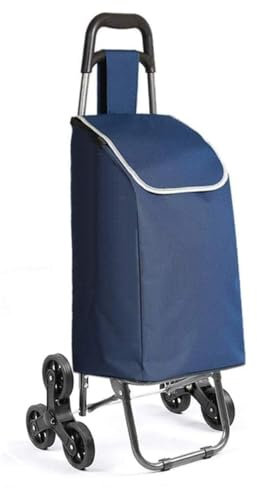 Carro de la Compra Plegable con 6 Ruedas para Subir Escaleras, Carrito del Mercado, Bolsa Impermeable de 42L litros (Azul)