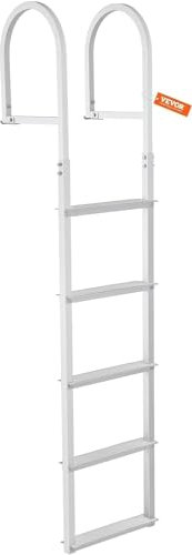 VEVOR Removable Dock Ladder 5 Steps, 500Lbs Load Capacity Pontoon Boat Ladder, Aluminum Swim Ladder with Nonslip Design for Lake, Marine Boarding, Pool