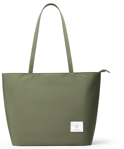KALIDI Wasserdichte Tote Bag mit Reißverschluss – Leichte Shopper Schulter Tasche für Arbeit Uni,Grün