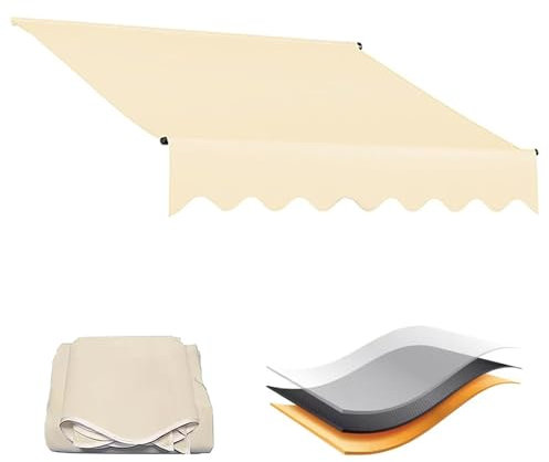 Tela De Repuesto for Toldo Parte, Telas for Toldos, Resistente A Los Rayos UV, Dosel Lona Recambio Jardín Patio Terraza Balcón Parasol Refugio Impermeable, 2/3/4/5m, Gris/Beige(Beige,(10x6.5ft) 3x2m)