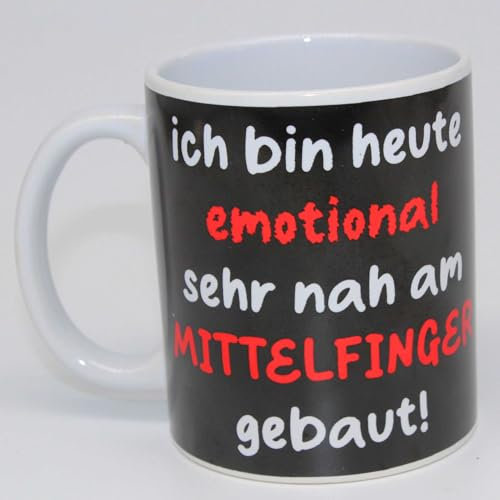 KAMACA Kaffeebecher Becher Lustige Tasse mit Spruch Sarkasmus witzig tolles Geschenk lieben Menschen Kollegen Büro Alltag (Ich bin heute emotional sehr nah..)