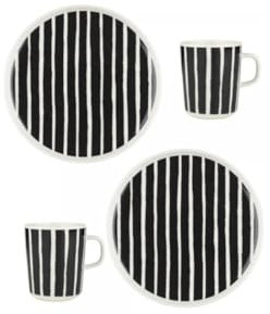 Marimekko Oiva/Piccolo Mug and Plate Set 20x20 cm - White, Black