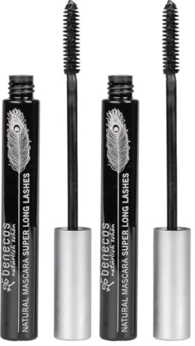 benecos - Naturkosmetik - Mascara - Super Long Lashes - glutenfrei - carbon black (Packung mit 2)
