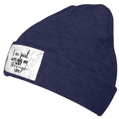 Herren Damen Beanie Mütze Ich WTF Mich Einfach Durchs Leben Slouch Beanie Klassische Wintermütze Unisex Basic Beanie Für Ausflüge Angeln Schlaf