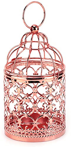 Vogelkäfig-Kerzenhalter, Vintage-Kerzenständer, Dekoration, Hochzeitskerzen-Mittelstücke für Tische, Zuhause, Veranstaltungen, Partys, Jahrestage (EIN Typ Roségold)