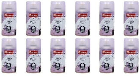 BURI Lufterfrischer Lavendel Duft | 12er Pack Aromatischer Raumduft passend für alle automatischen Duftspender, Sprühgeräte, Maschinen, Erfrischendes Aroma und Duftintensität
