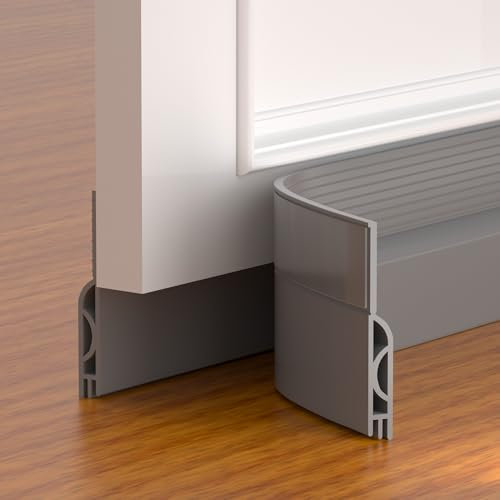 Türdichtung Zugluftstopper für Türen 200cm, NEU Türdichtung Unten Selbstklebend, Tür Zugluftstopper-Ideal Auch Als Schallschutz, Energie Sparen und Kälteschutz Luftzugstopper für Türen (Grau)