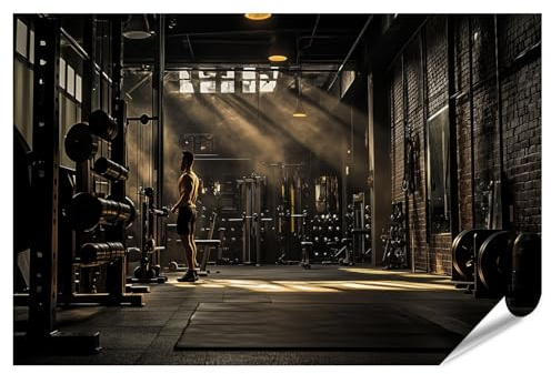 islandburner XXL Bild Poster Morgensonne im Fitnessstudio für Fitnessraum Fitness-Enthusiasten Sportgeschäft Premium Bilder Fotodruck
