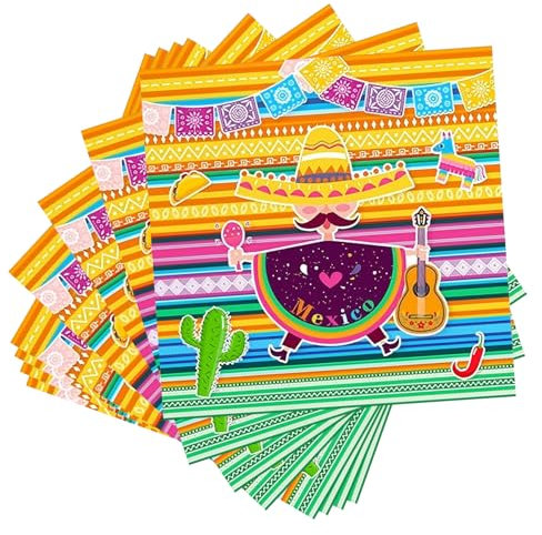 20 Pcs Mexican Fiesta Party Paper Napkins, Disposable Party Napkin for Cinco De Mayo Fiesta, Disposable Colored Napkins, Mexican Themed Party Supplies, Decorative Napkins for Dinner (Yellow)
